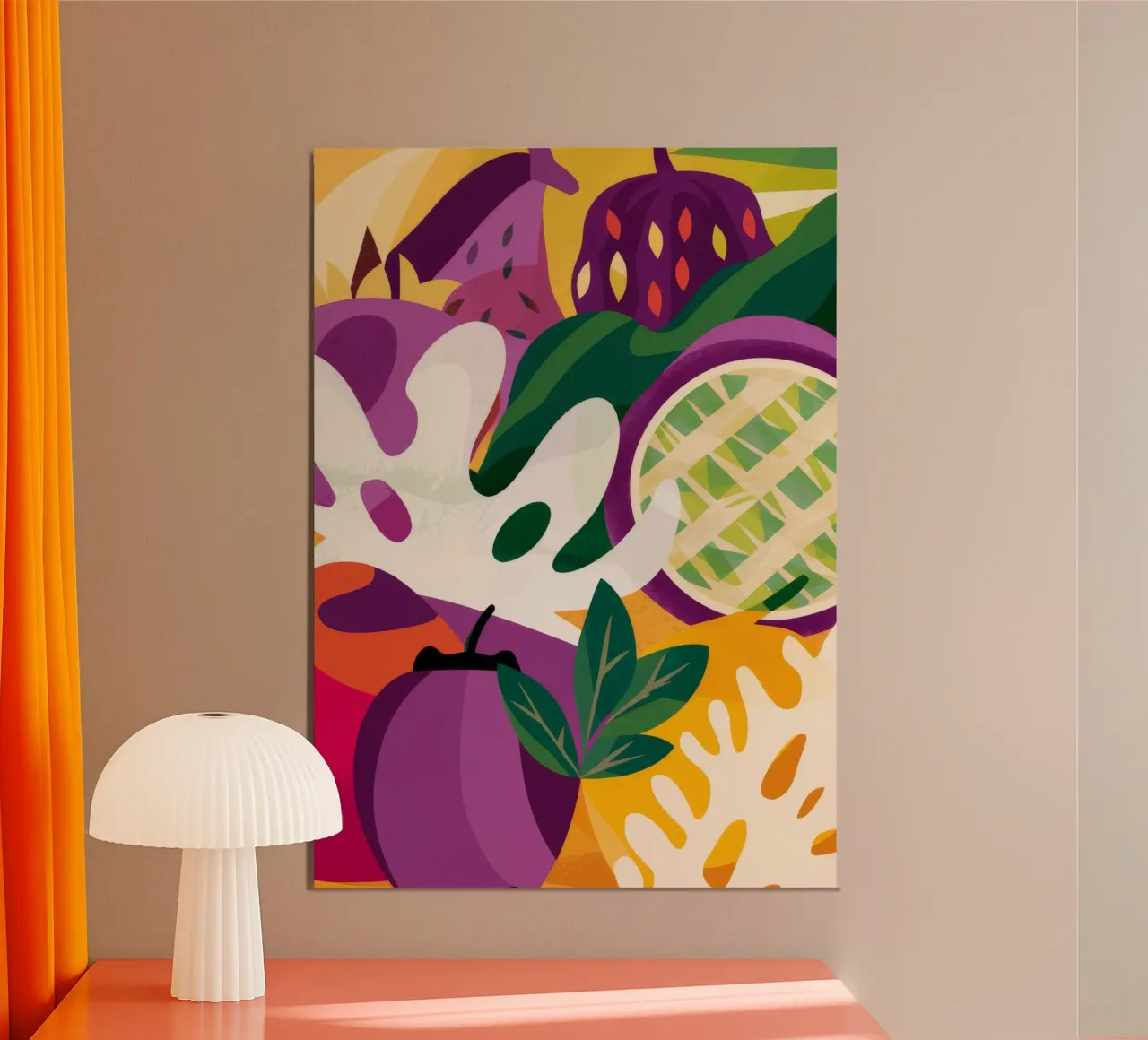 Raccolta di fichi di velluto poster con telaio in legno da Ember Stone