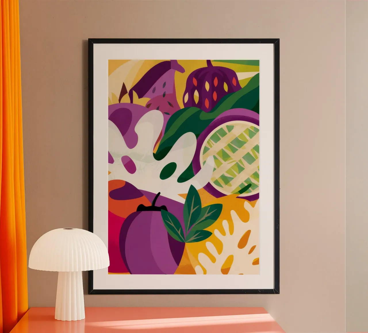 Raccolta di fichi di velluto poster con telaio in legno da Ember Stone