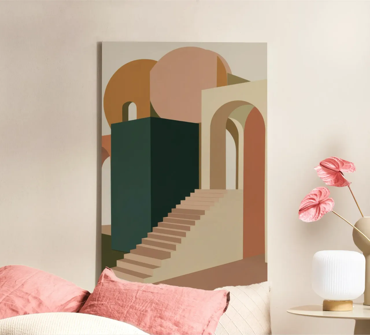 Scalinata baciata dal sole tela con Cornice a cassetta da Ember Stone