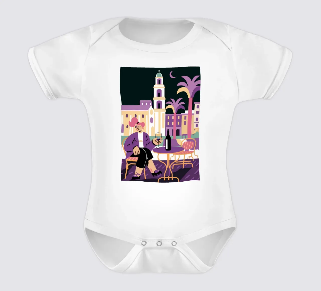 Mitternächtliche Alfresco-Romantik Kurzarm Babybody von Ember Stone