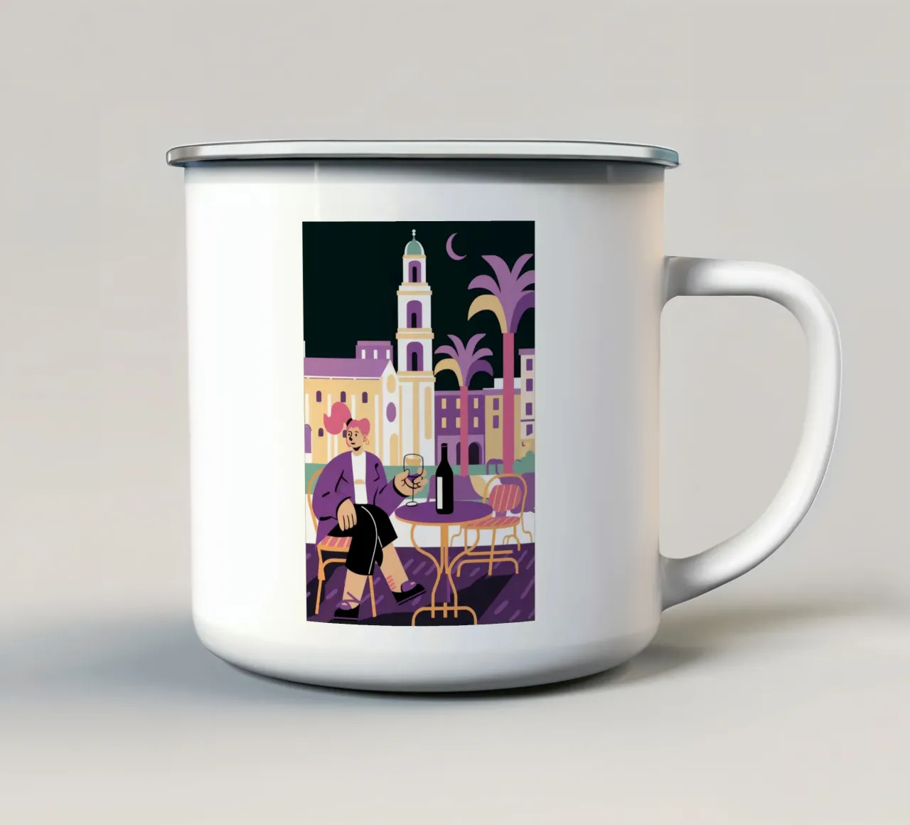 Mitternächtliche Alfresco-Romantik Emaille Tasse von Ember Stone