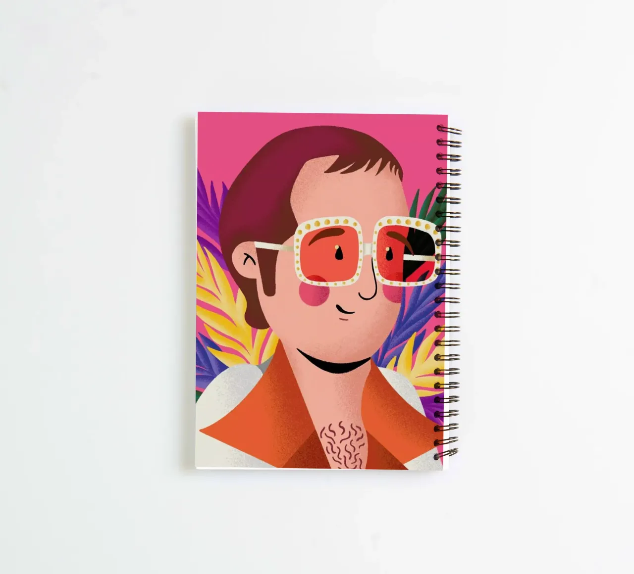 Elton John Portrait spiral notebook by Rafa Gomes