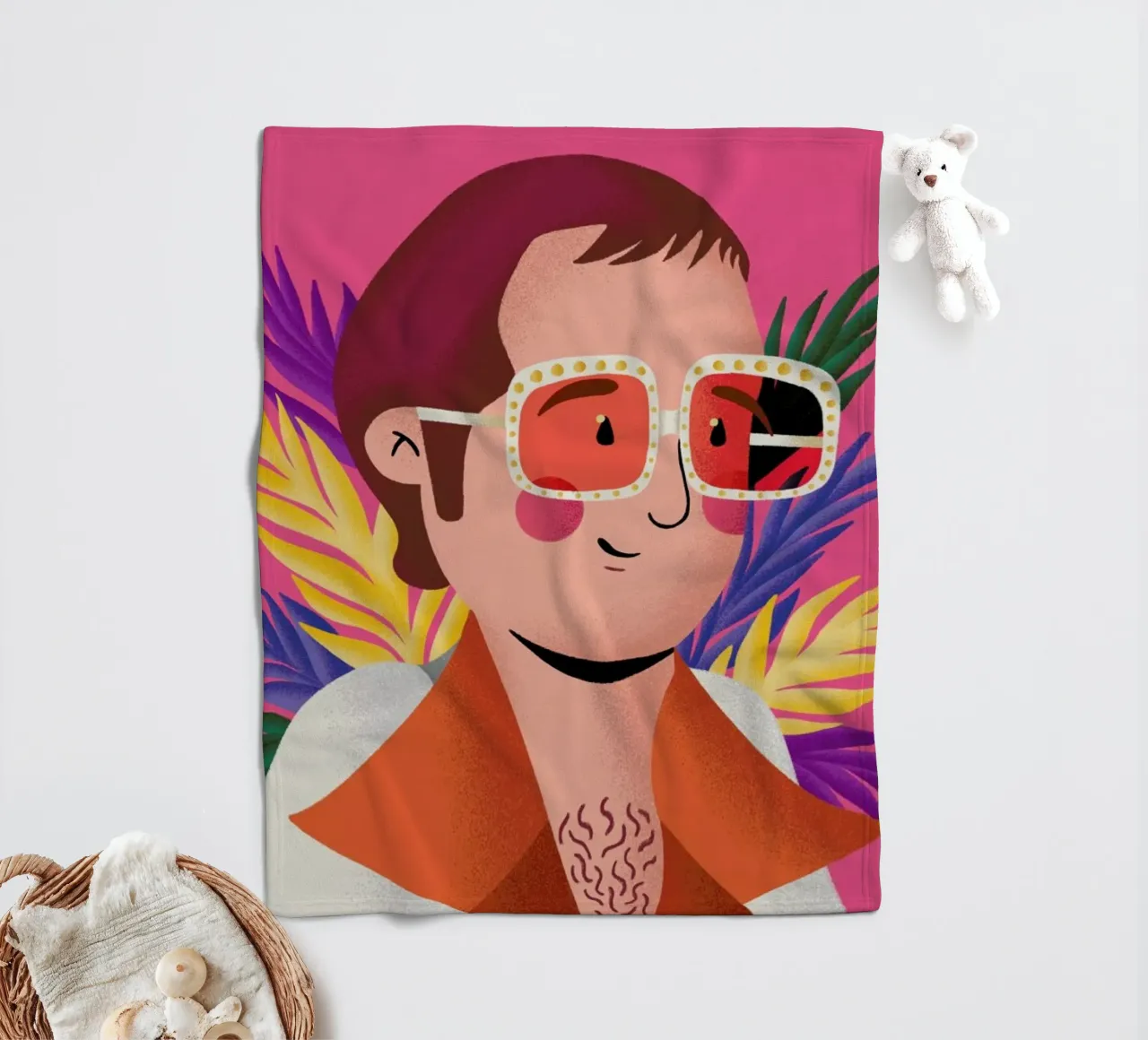 Elton John Portrait coperta in pile da Rafa Gomes