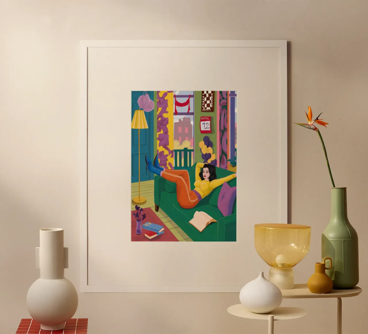 Fuga di lettura accogliente poster con telaio in alluminio da Ember Stone