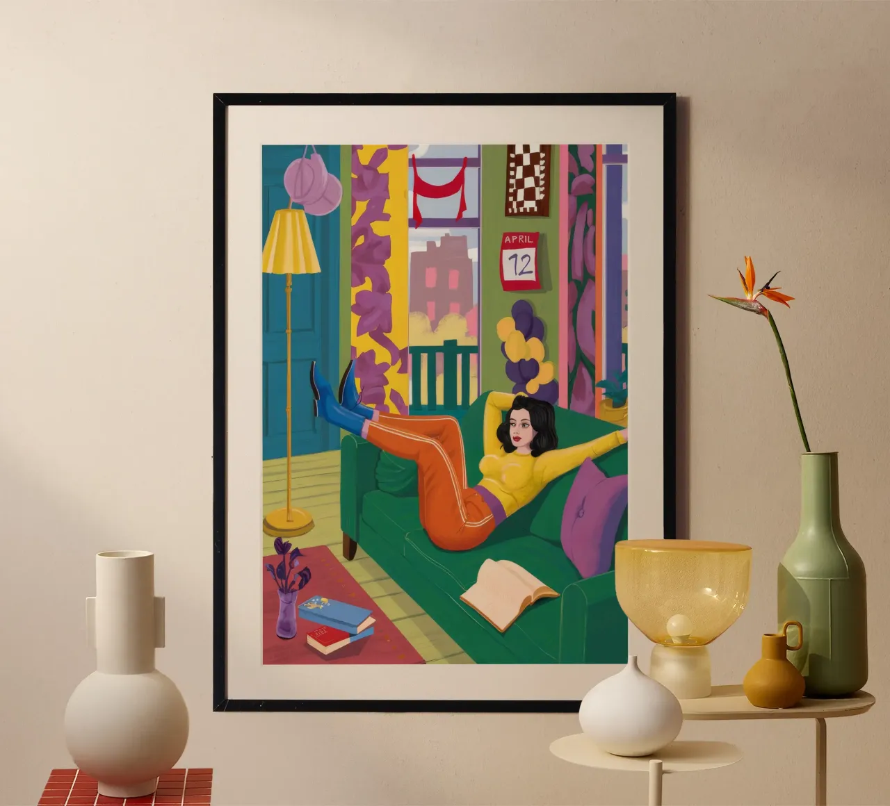 Fuga di lettura accogliente poster con telaio in alluminio da Ember Stone