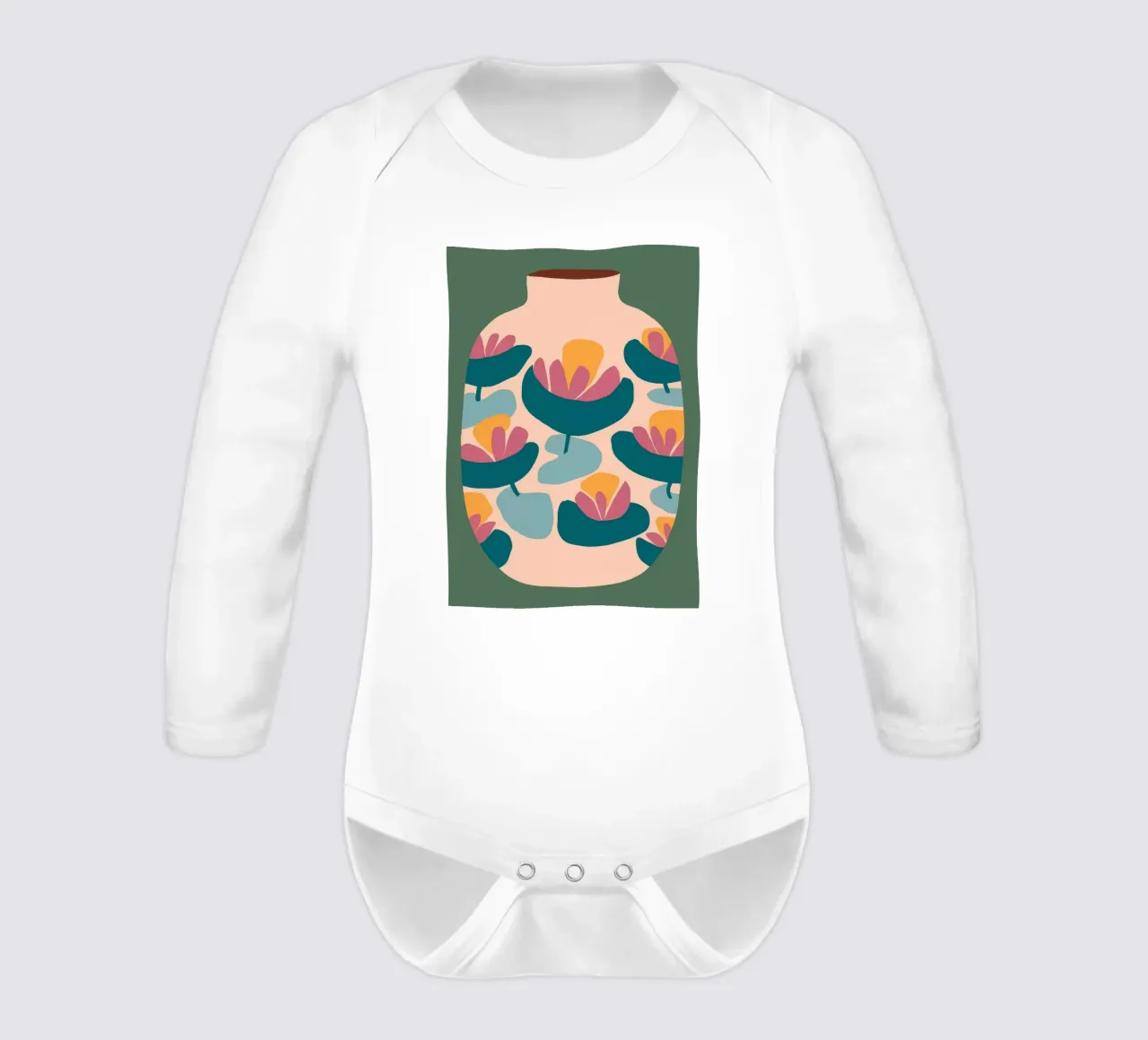 Earthen Floral Vessel long-sleeve baby romper by Ember Stone