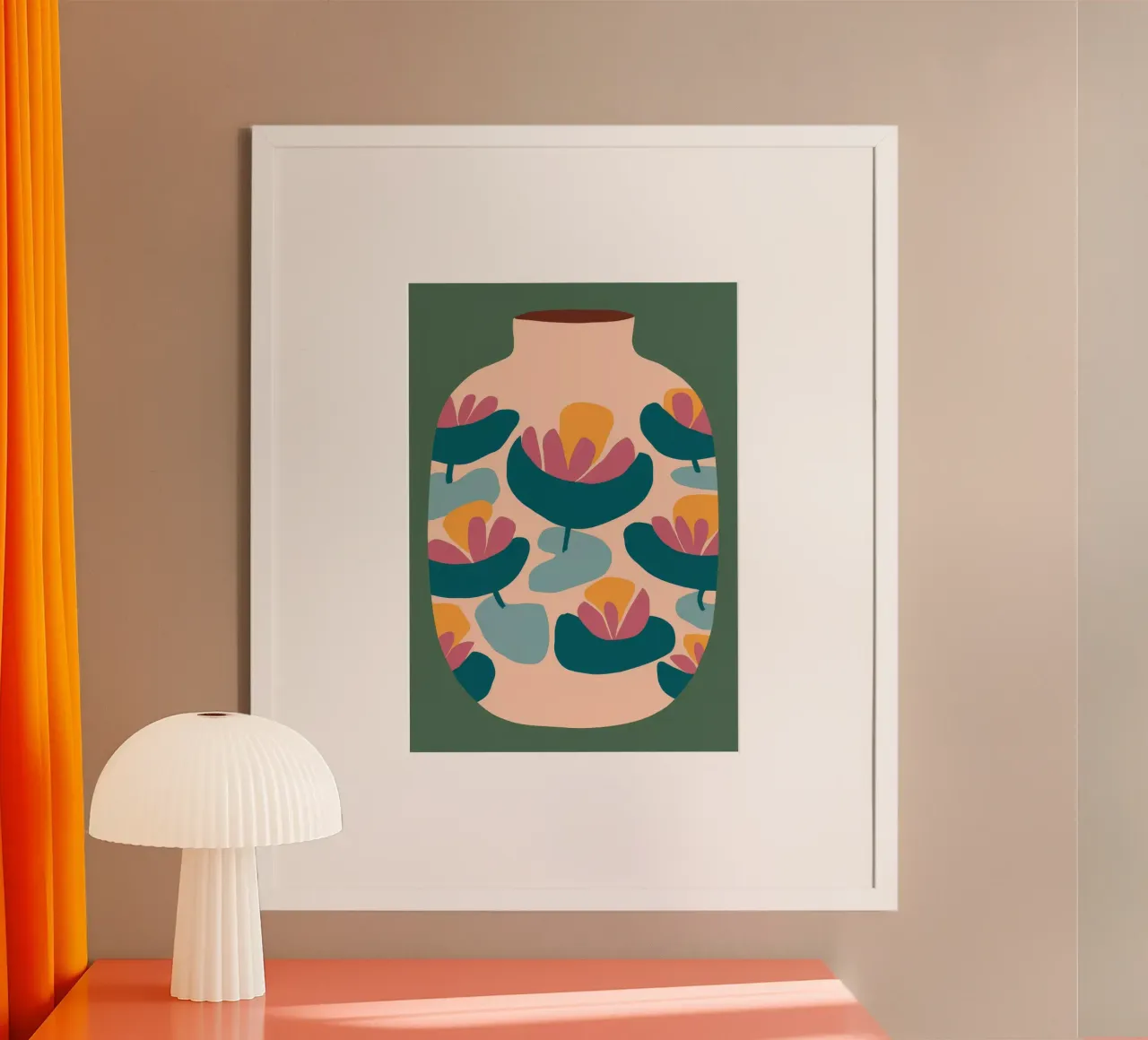 Vaso floreale in terracotta poster con telaio in plastica da Ember Stone