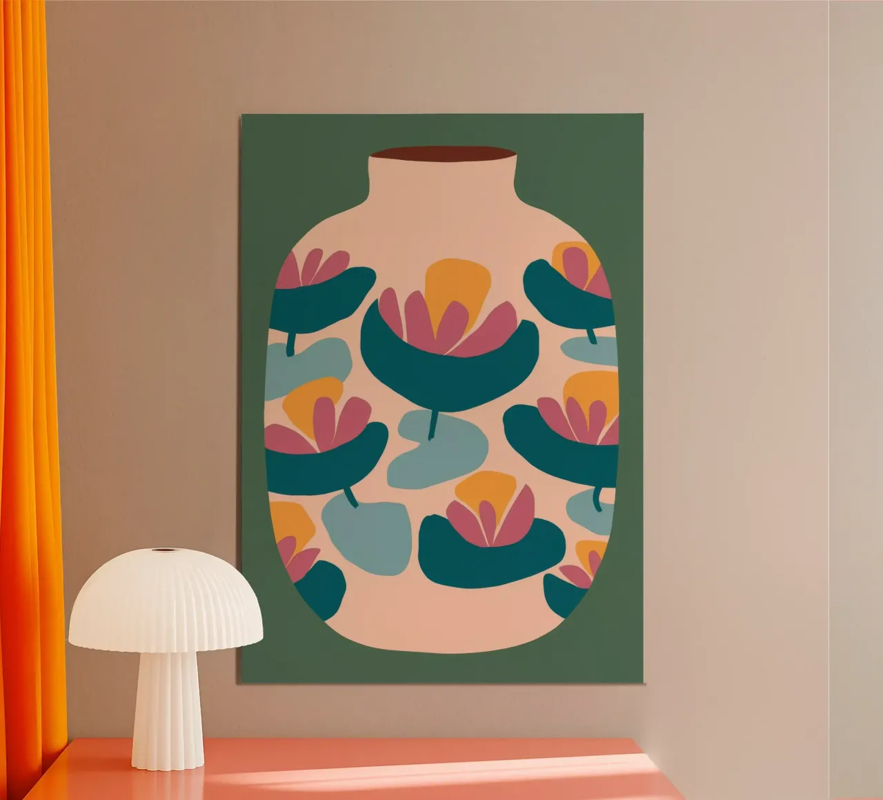 Vaso floreale in terracotta poster con telaio in plastica da Ember Stone