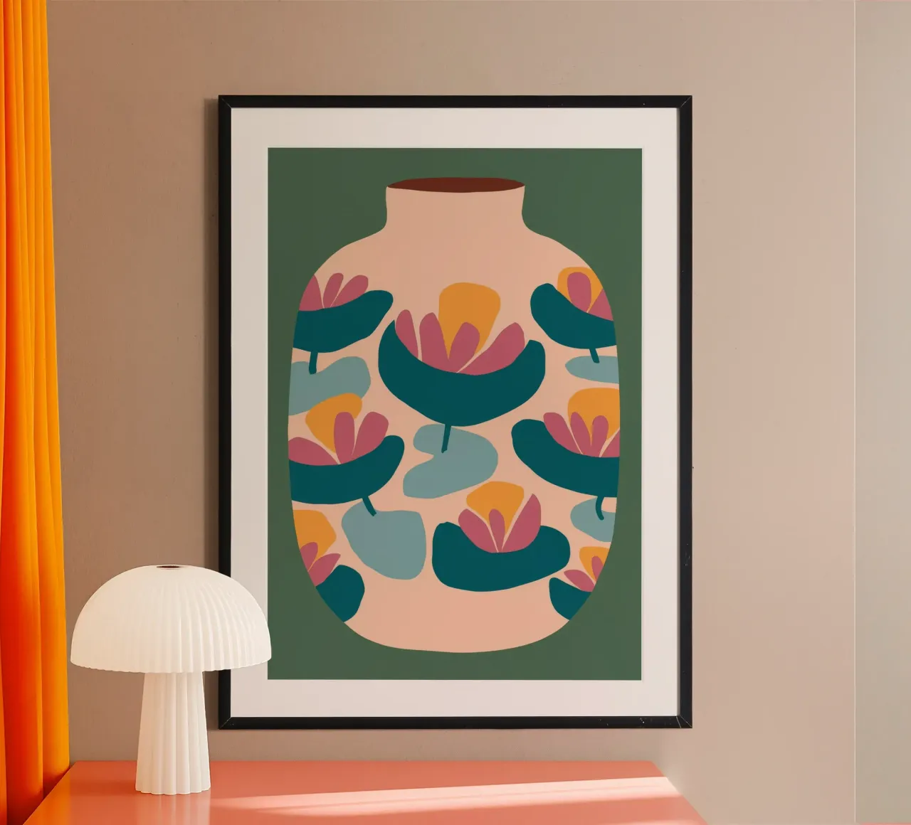 Vaso floreale in terracotta poster con telaio in plastica da Ember Stone