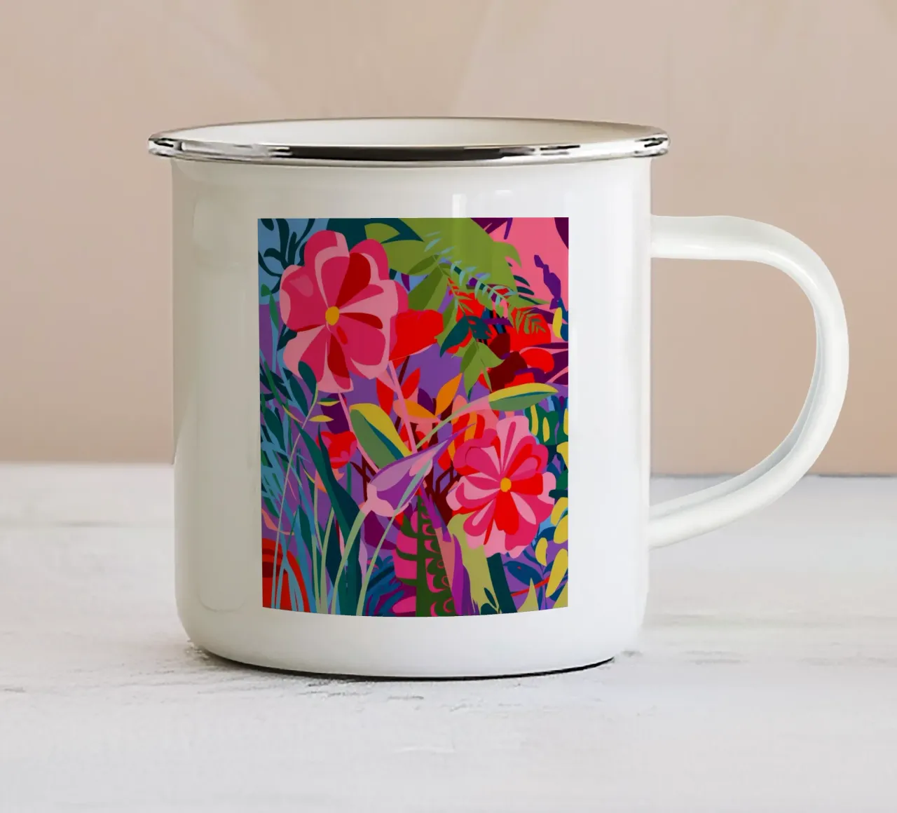Fioritura di ibisco tazza in smalto da Chroma Haven