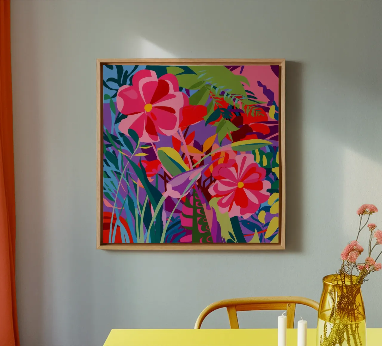 Fioritura di ibisco tela con Cornice a cassetta da Chroma Haven