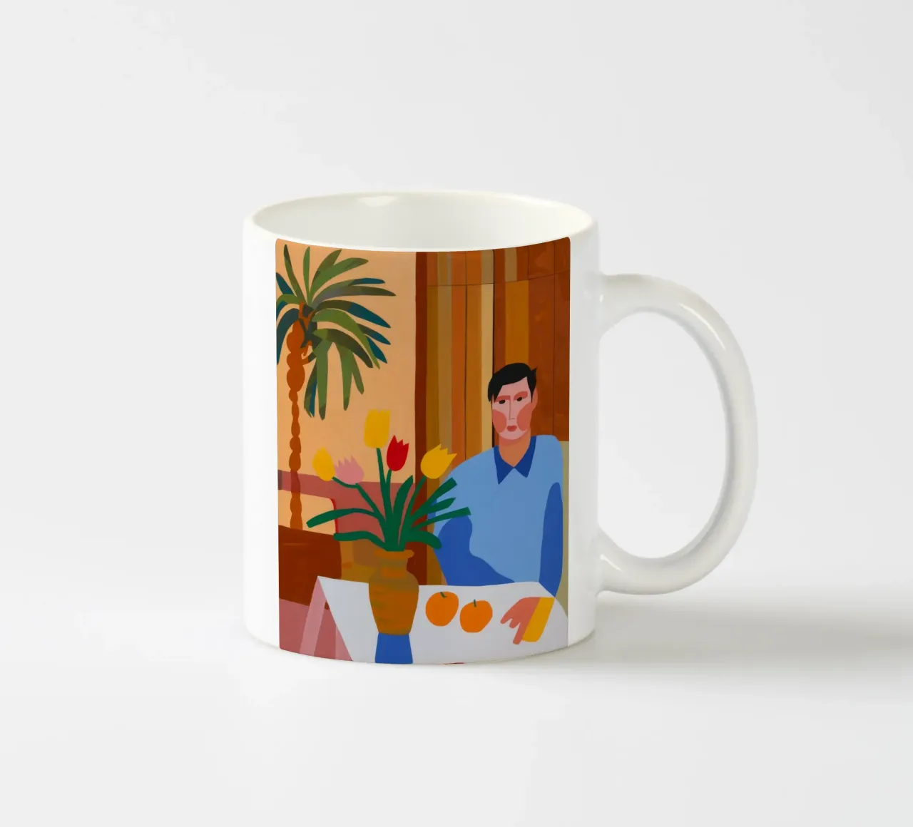 Peinzende palm houding keramische mok van Haven Mirage