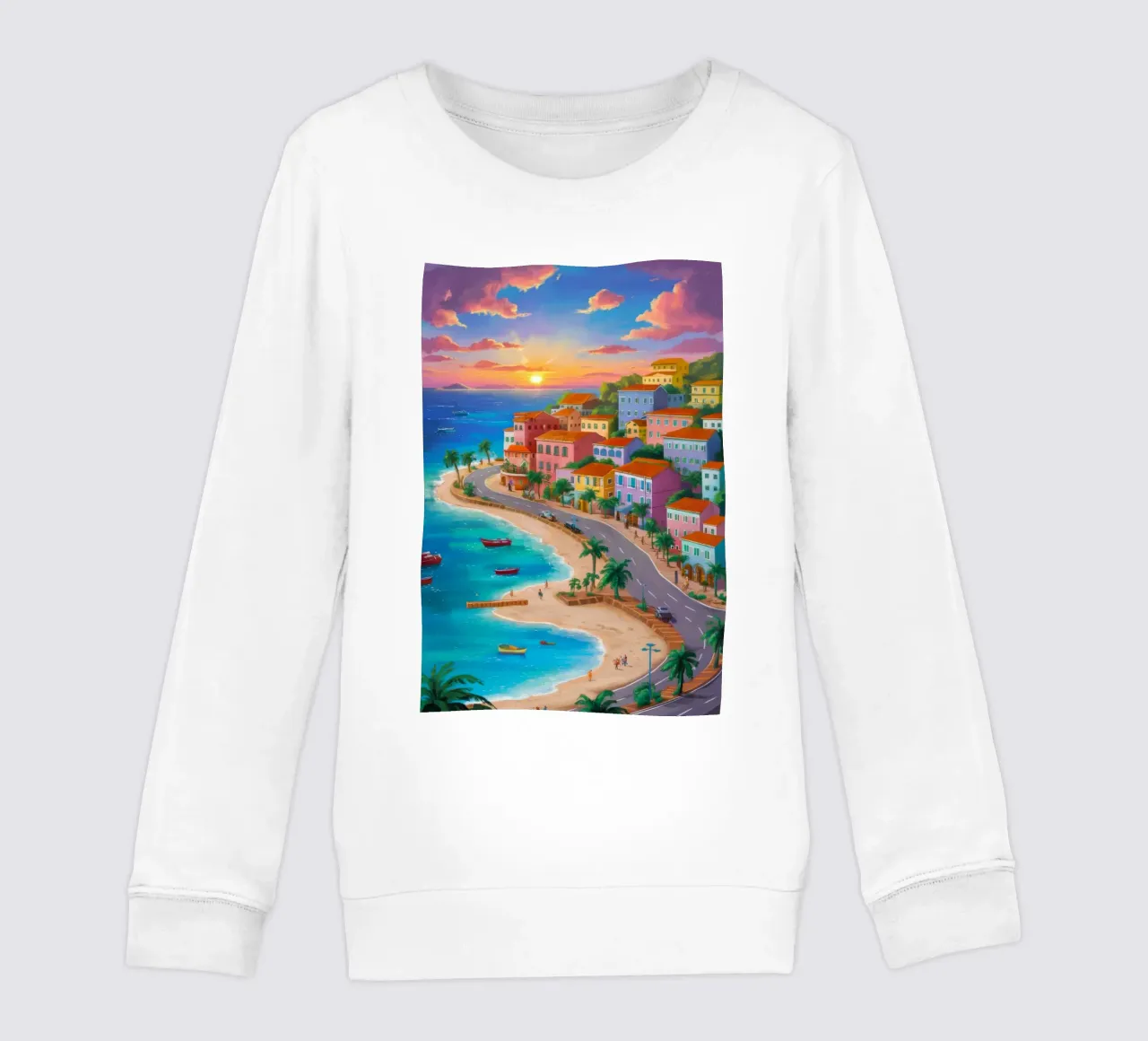 Sunset Coastal Splendor kids sweatshirt by Chroma Haven