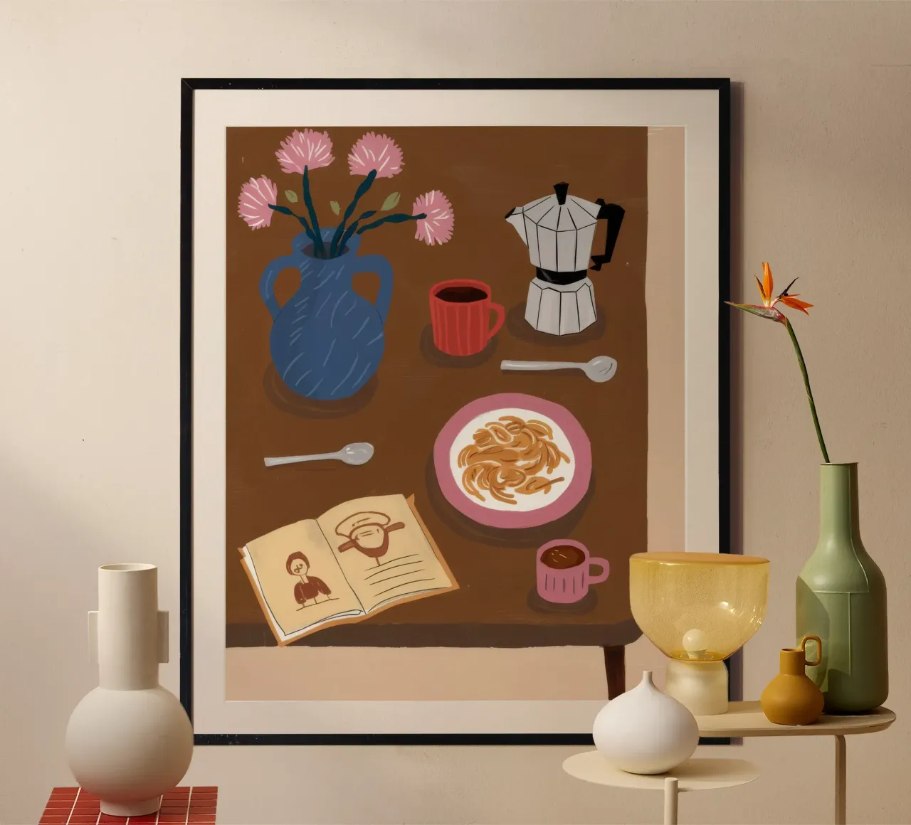 Rituale mattutino Moka poster con telaio in plastica da Haven Mirage