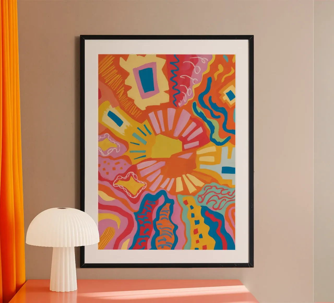Radiosità del bagliore solare poster con telaio in alluminio da Ember Stone