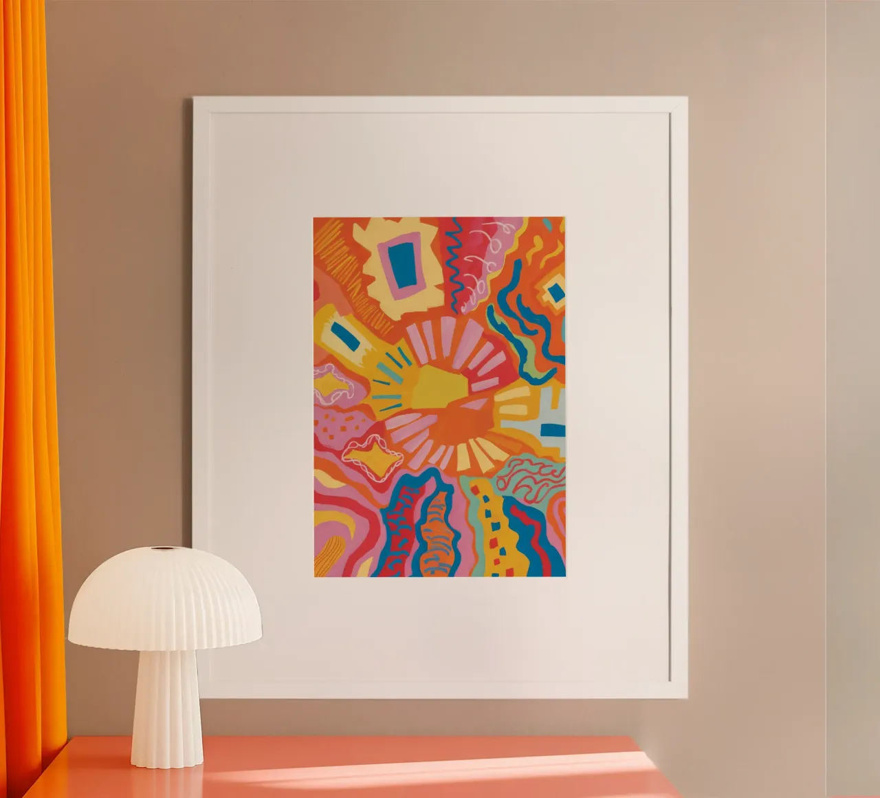 Radiosità del bagliore solare poster con telaio in alluminio da Ember Stone