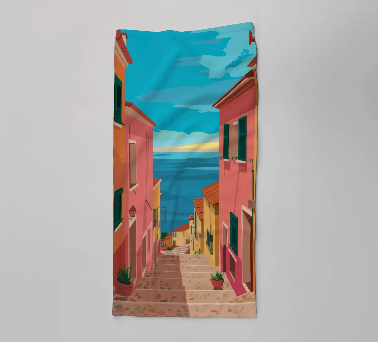 Smal steegje zonlicht badhanddoek van Chroma Haven