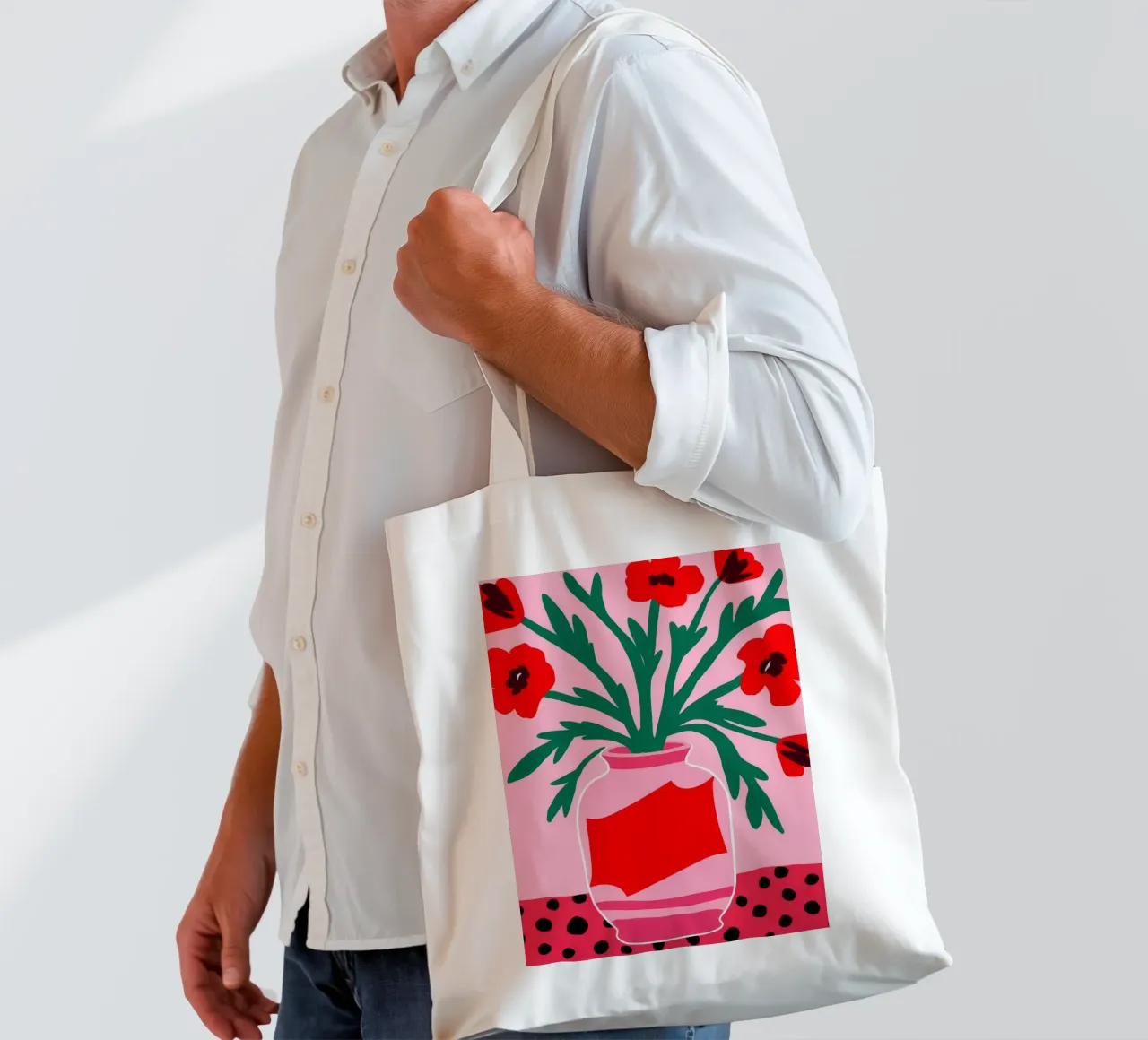 Perfezione rosa papavero borsa in juta da Ember Stone
