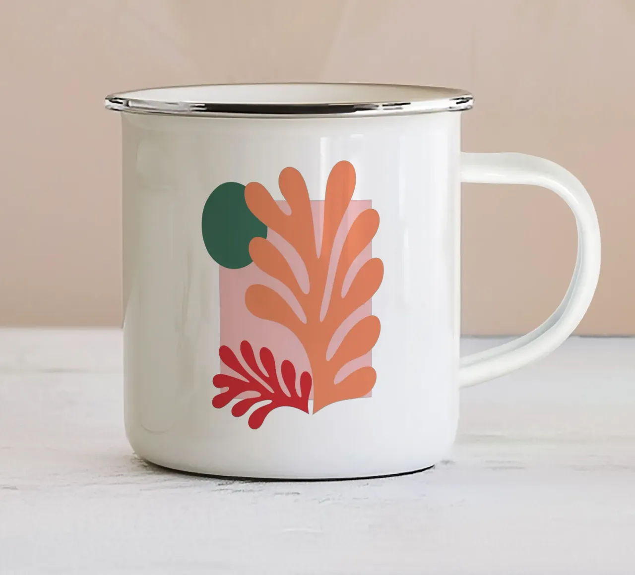 Colore corallo ispirato a Matisse tazza in smalto da HicksShop