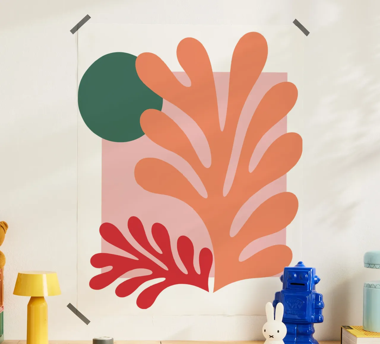 Colore corallo ispirato a Matisse poster con telaio in legno da HicksShop