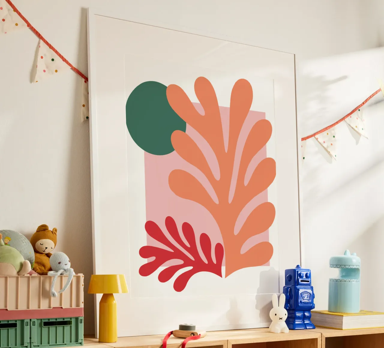 Colore corallo ispirato a Matisse poster con telaio in legno da HicksShop