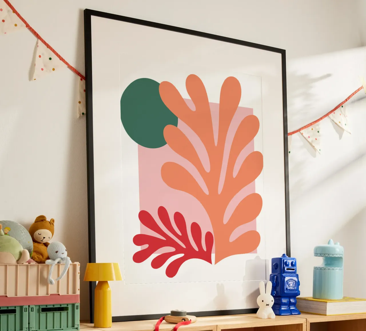 Colore corallo ispirato a Matisse poster con telaio in legno da HicksShop
