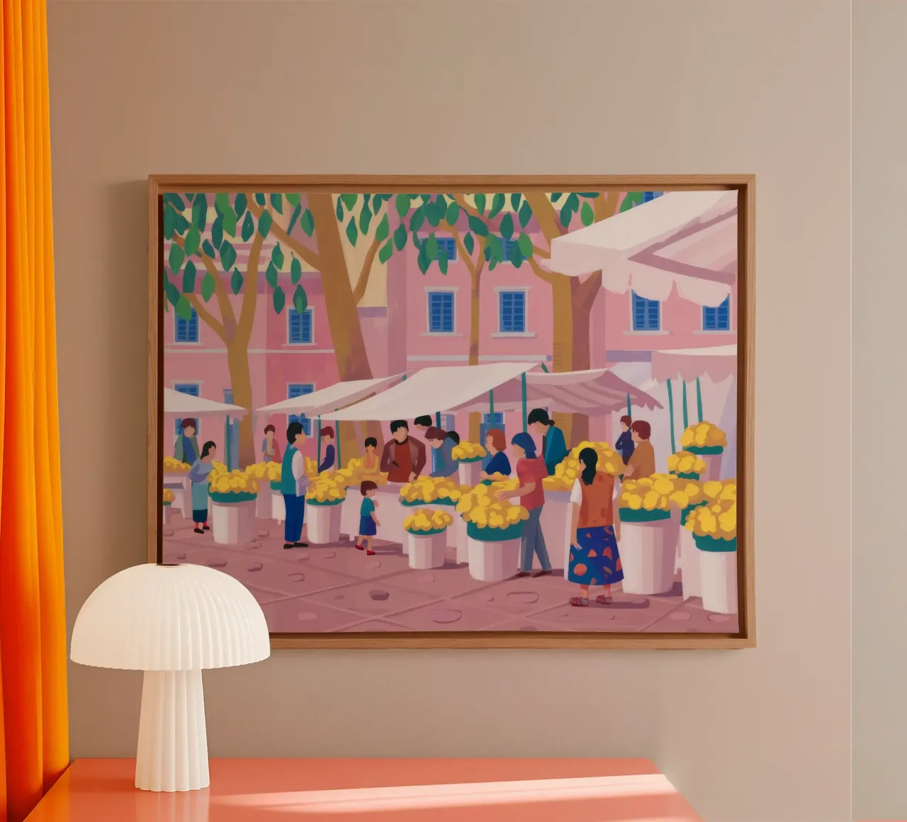 Marktdag Overvloed canvas met Baklijst van Chroma Haven
