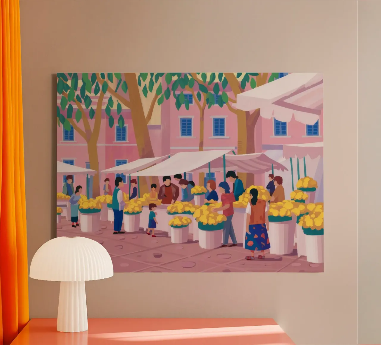 Marktdag Overvloed canvas met Baklijst van Chroma Haven