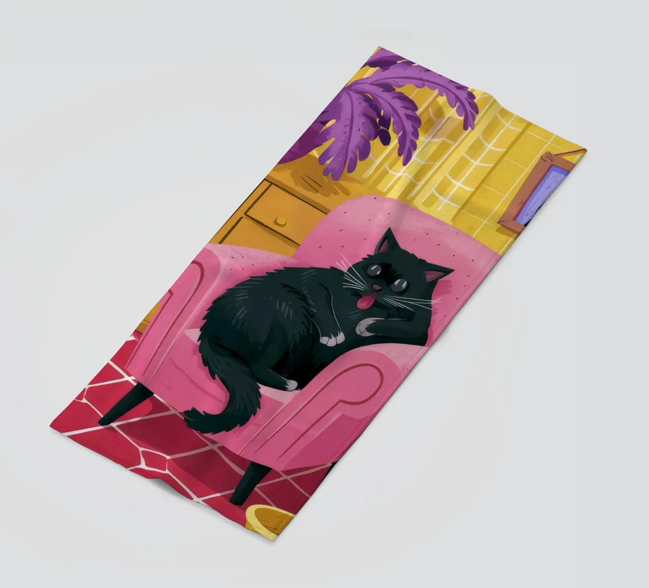 Regal Black Cat beach towel by Chroma Haven