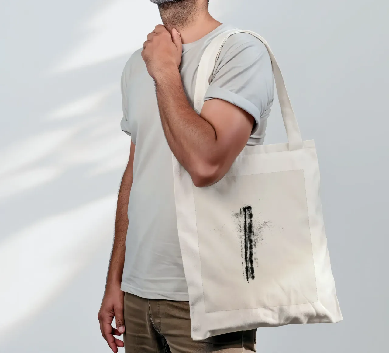 Abstract black line with paint splatters borsa in juta da Imaginative
