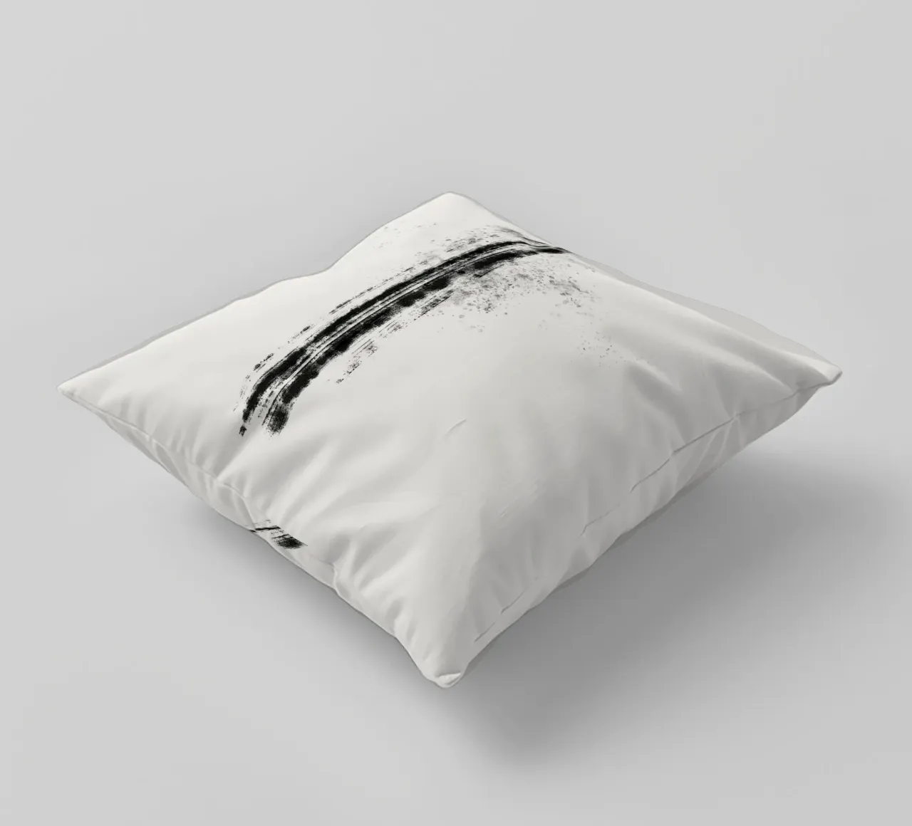 Abstract black line with paint splatters cuscino da Imaginative