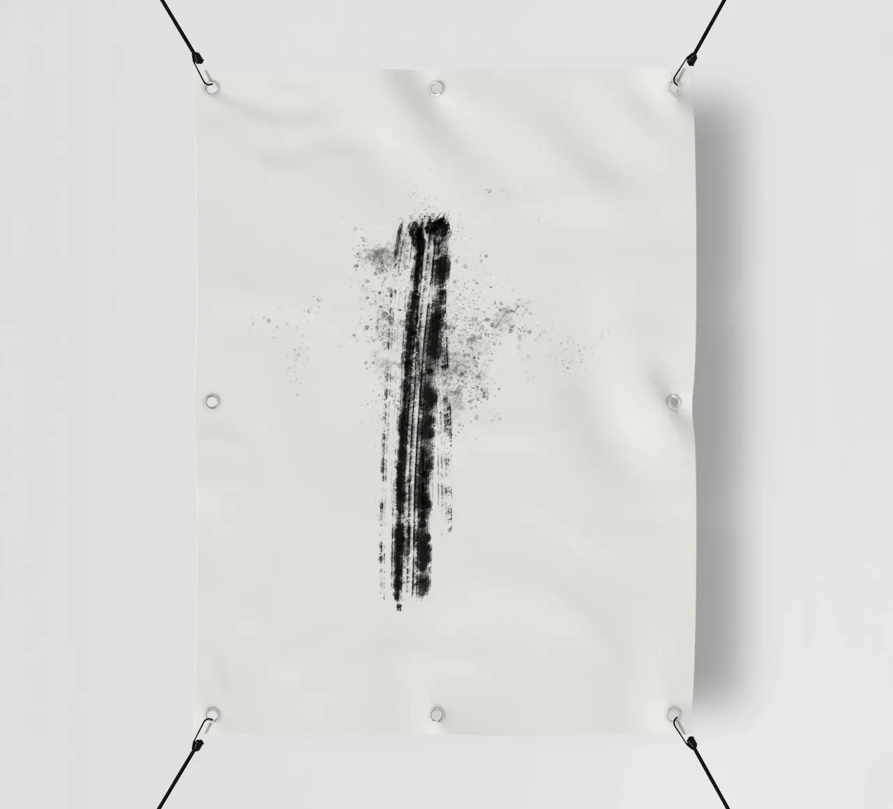 Abstract black line with paint splatters telo in pvc da Imaginative