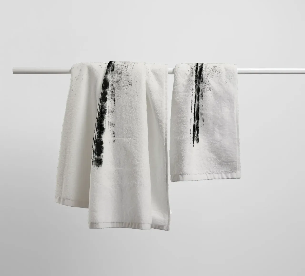 Abstract black line with paint splatters towel by Imaginative
