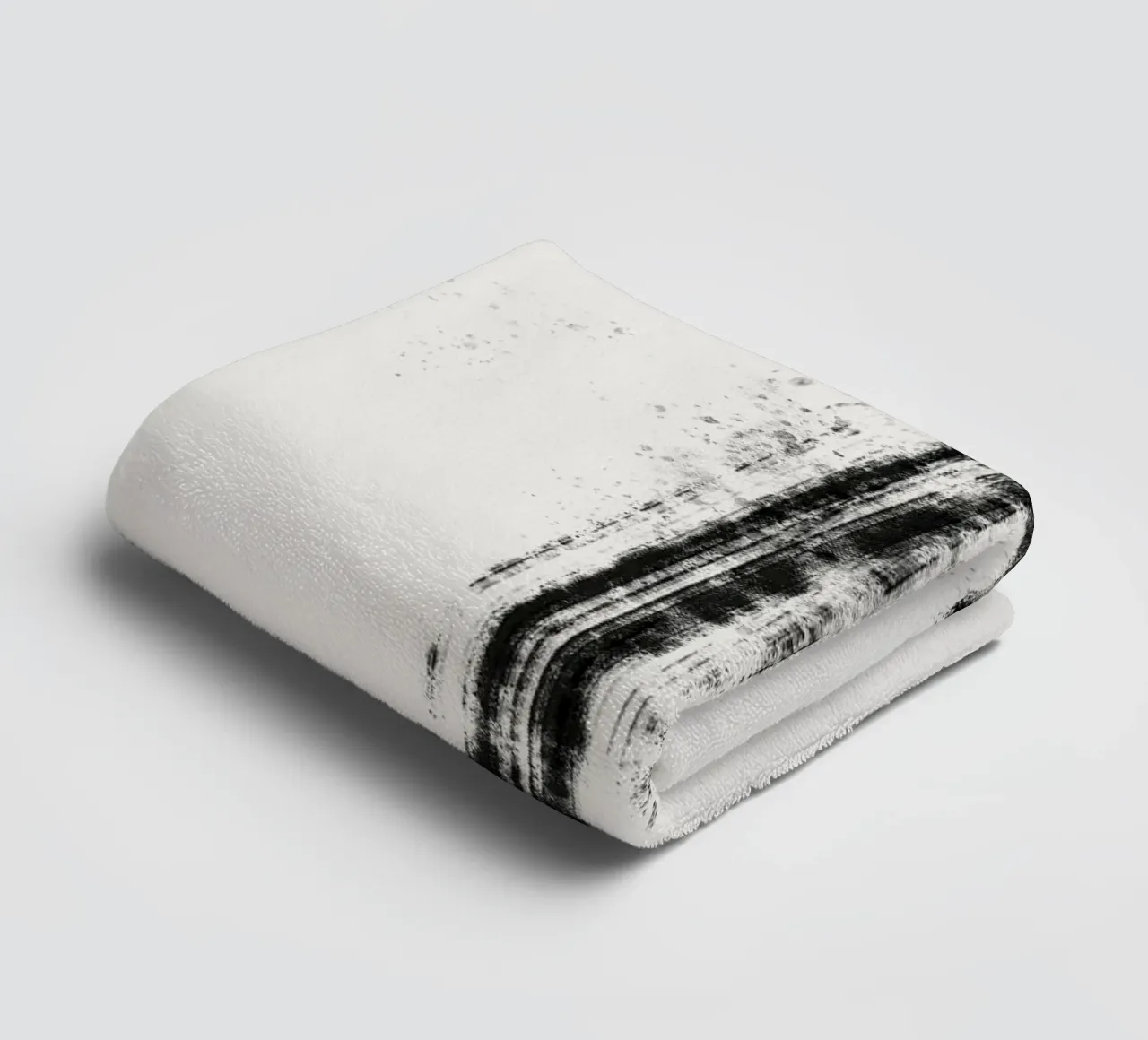 Abstract black line with paint splatters towel by Imaginative