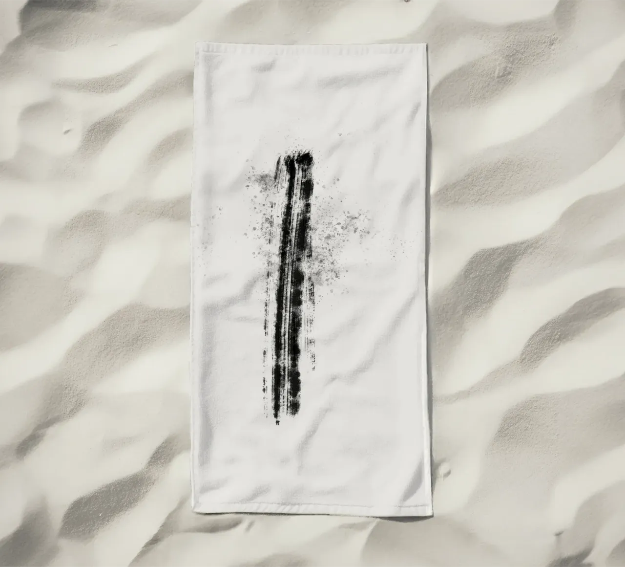 Abstract black line with paint splatters telo mare da Imaginative