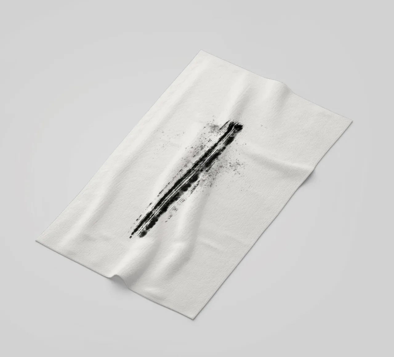 Abstract black line with paint splatters telo mare da Imaginative