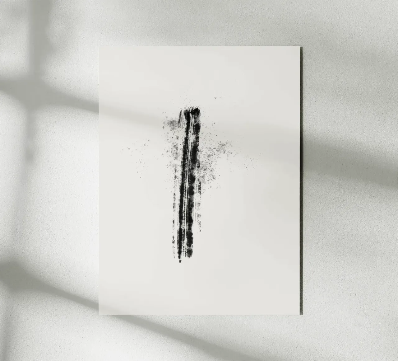 Abstract black line with paint splatters alluminio dibond da Imaginative