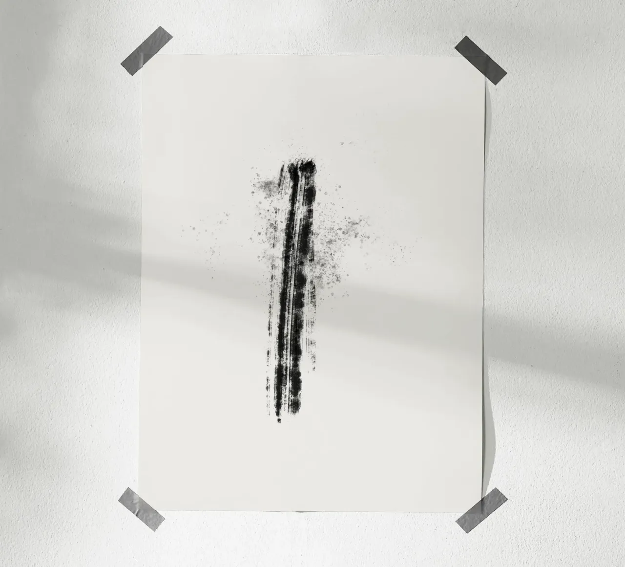 Abstract black line with paint splatters poster da Imaginative