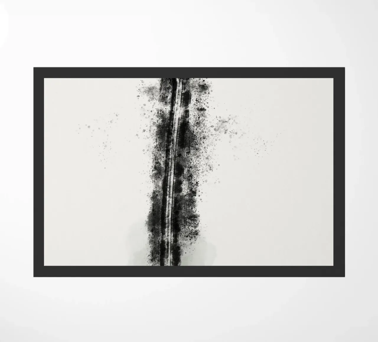 Abstract Black Lines with Paint Splatters felpudo de Imaginative