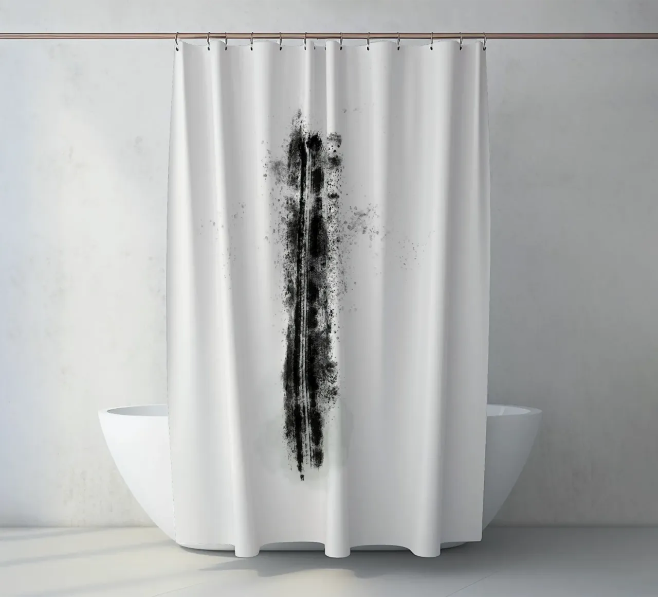 Abstract Black Lines with Paint Splatters tenda da doccia da Imaginative