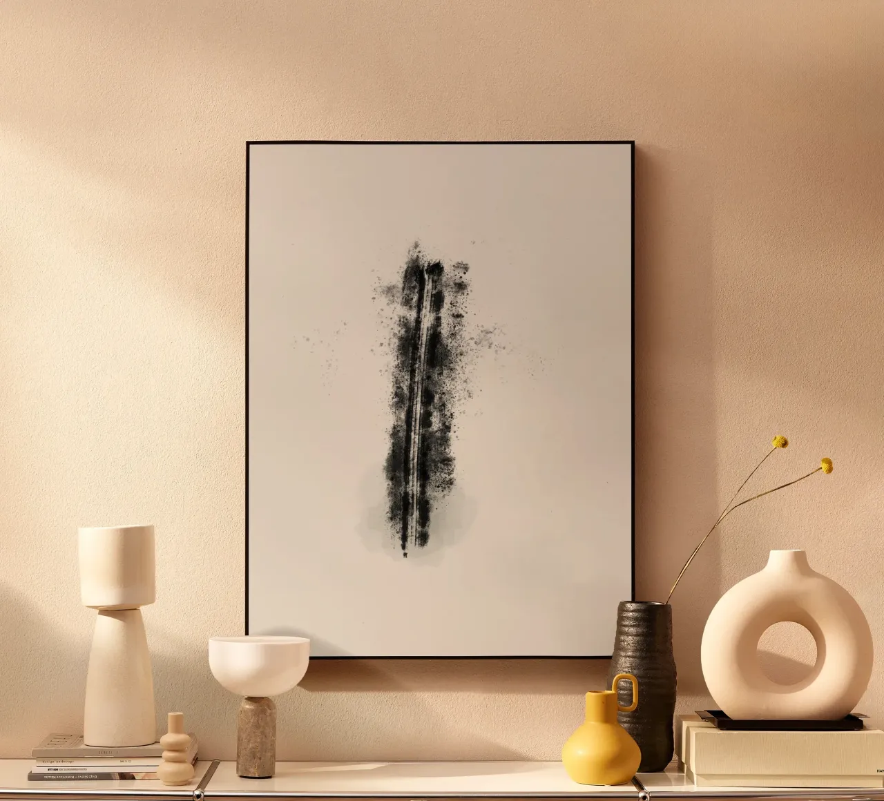 Abstract Black Lines with Paint Splatters plexiglass da Imaginative