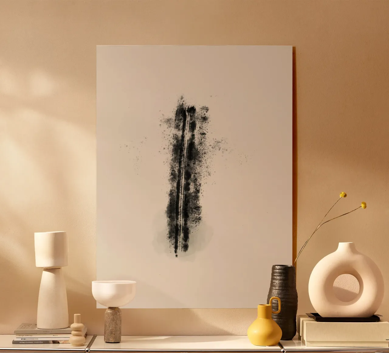 Abstract Black Lines with Paint Splatters plexiglass da Imaginative