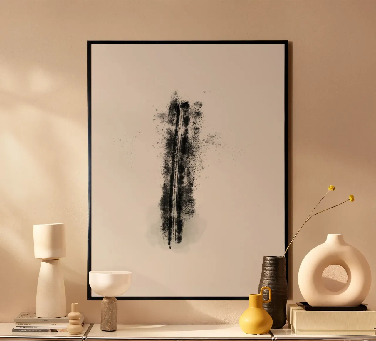 Abstract Black Lines with Paint Splatters poster da Imaginative