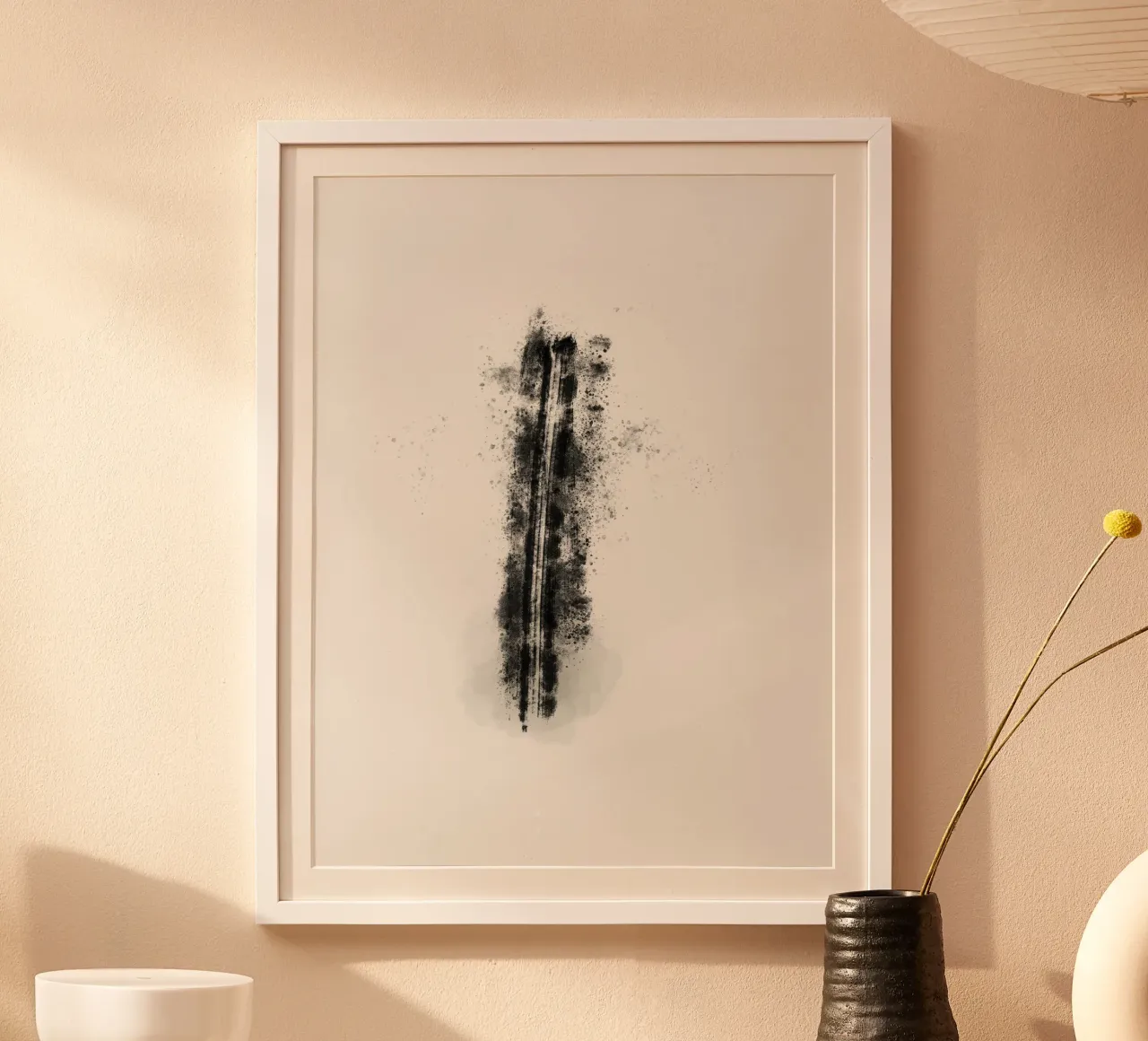 Abstract Black Lines with Paint Splatters poster da Imaginative