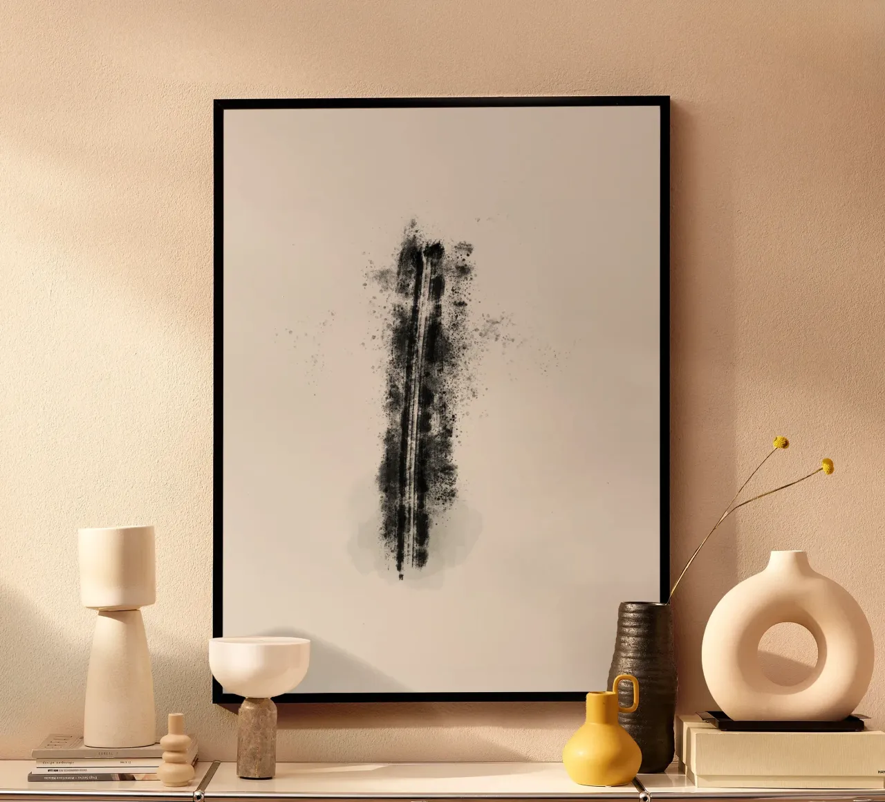 Abstract Black Lines with Paint Splatters poster da Imaginative