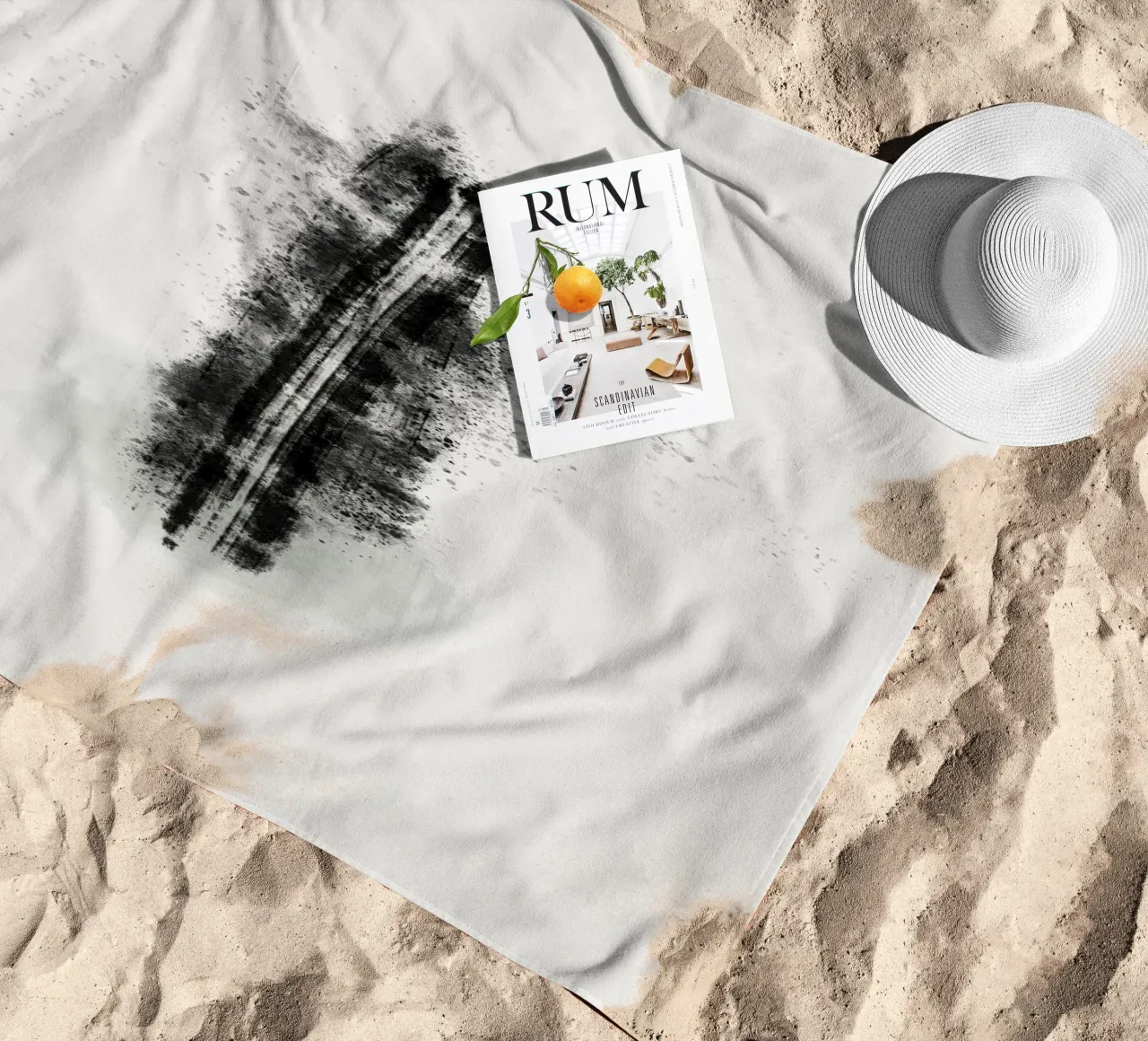 Abstract Black Lines with Paint Splatters telo mare da Imaginative