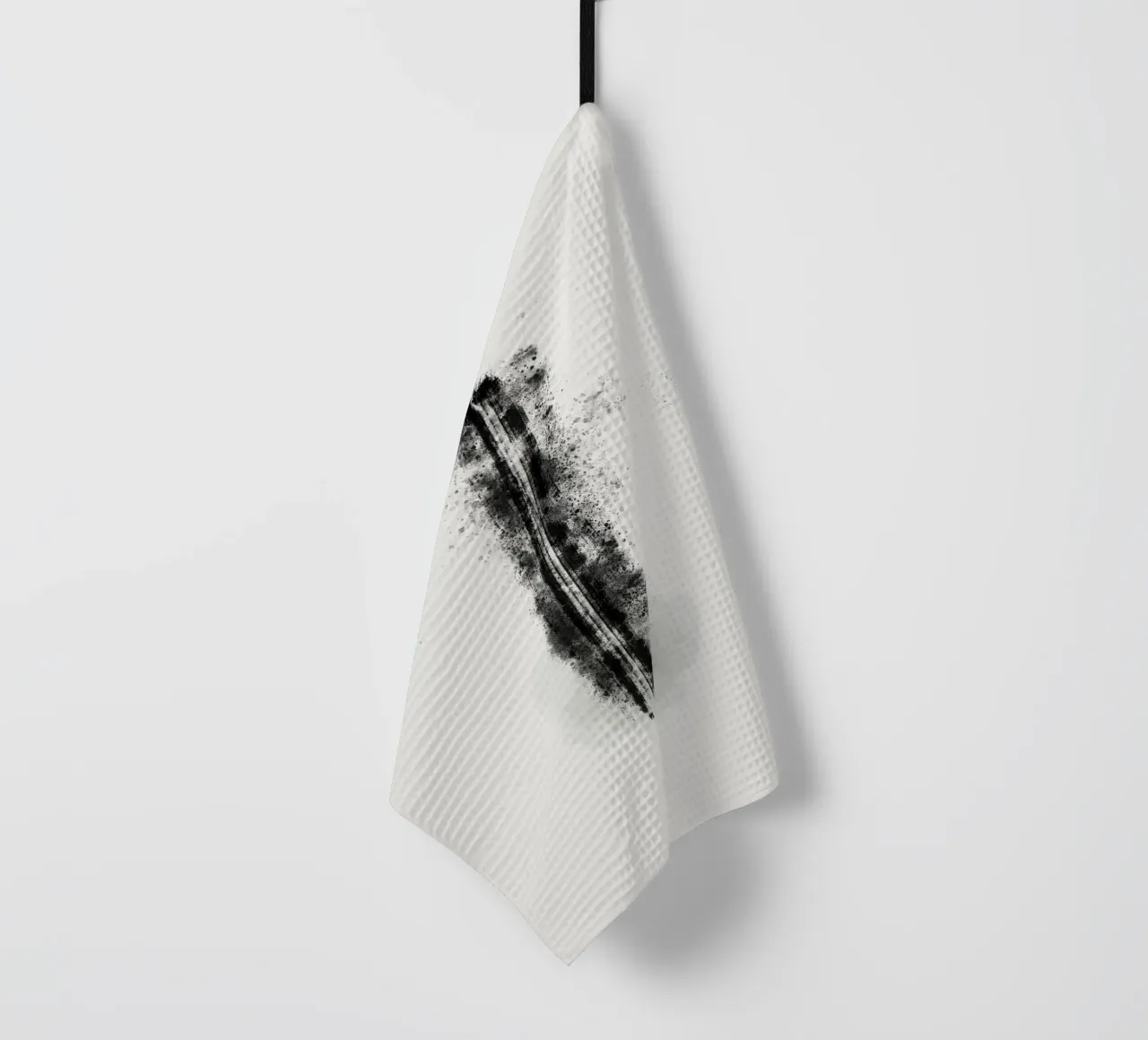Abstract Black Lines with Paint Splatters Geschirrtuch von Imaginative