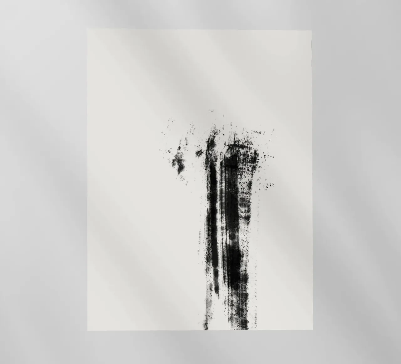 Abstract artwork with black brushstrokes and paint splatters pellicola backlit da Imaginative