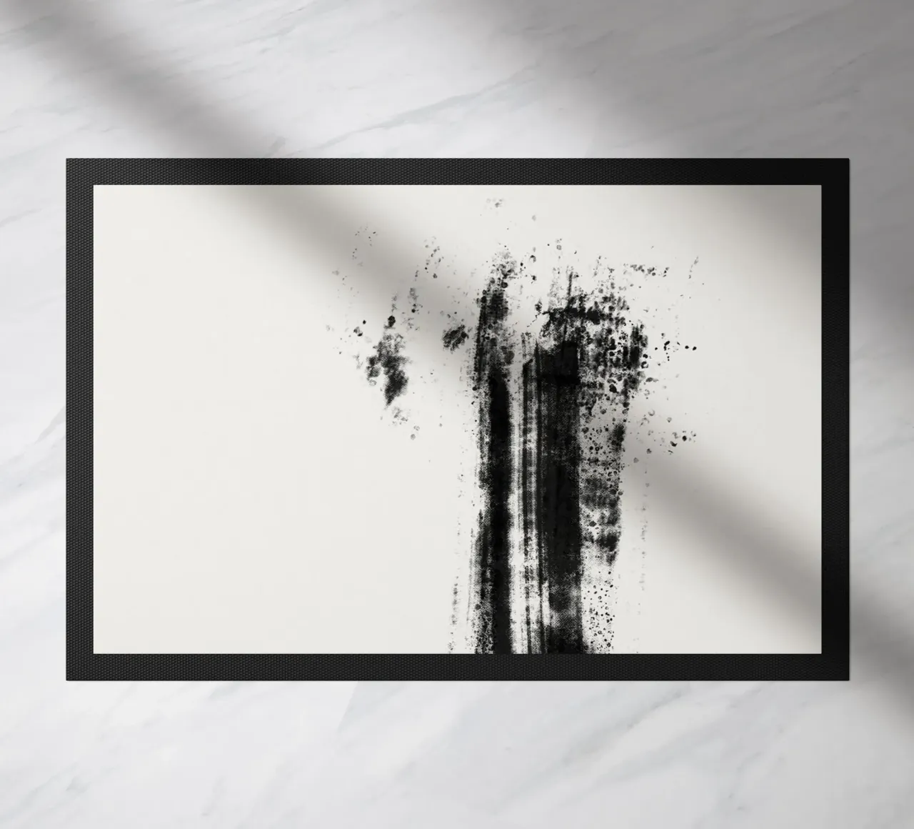 Abstract artwork with black brushstrokes and paint splatters zerbino da Imaginative