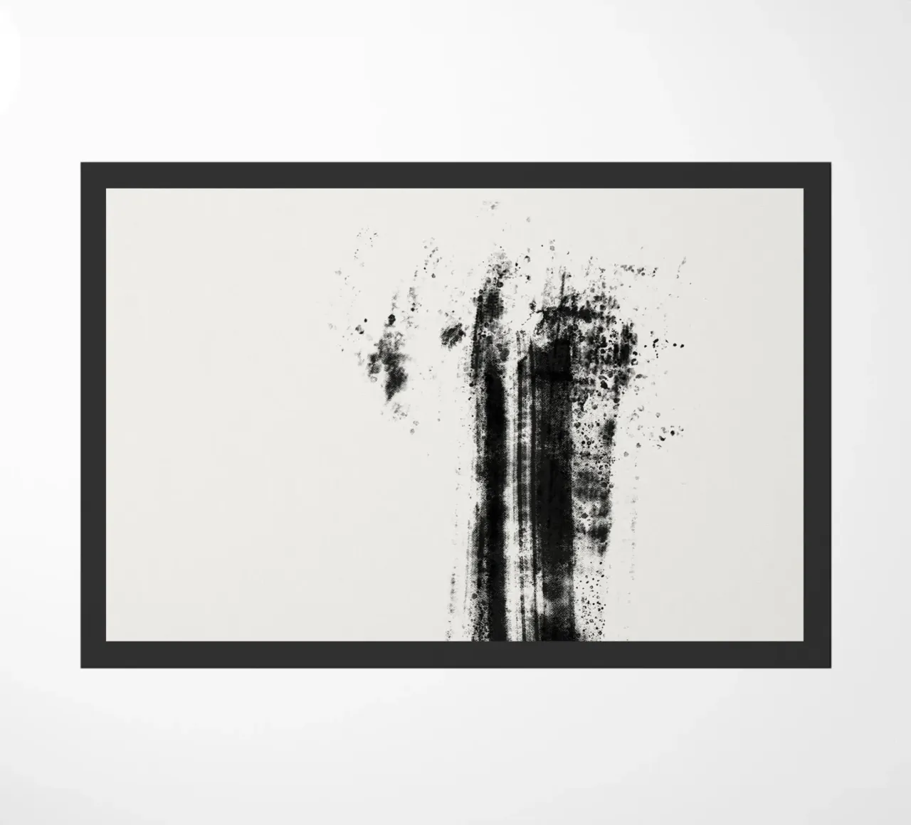 Abstract artwork with black brushstrokes and paint splatters zerbino da Imaginative